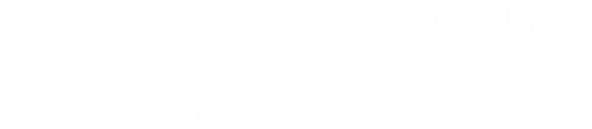 知的障がいを持った方が共同で生活し日常生活を送るためのサポートを行っております。